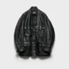 Antiqued Leather Caban Jacket
