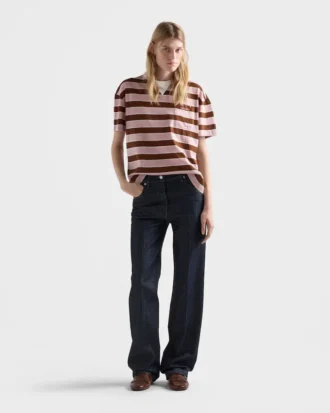 Bayadere Striped Lisle Cotton T-Shirt