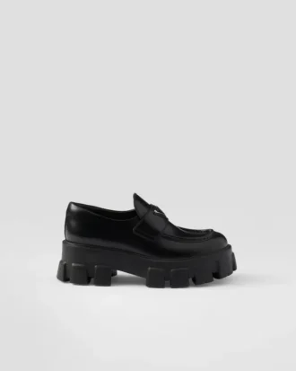 Brushed Leather Monolith Loafers