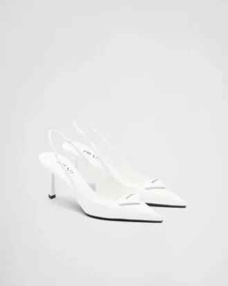 Brushed Leather Slingback Pumps