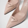 Brushed Leather Slingback Pumps