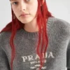 Cashmere and Wool Prada Logo Crew-Neck Sweater