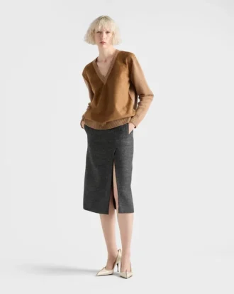 Cashmere, Wool and Suede Sweater