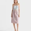 Checked Cotton Midi Skirt
