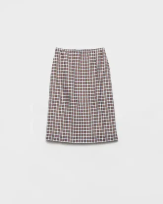 Checked Stretch Georgette Skirt