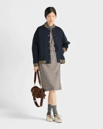 Checked Stretch Georgette Skirt