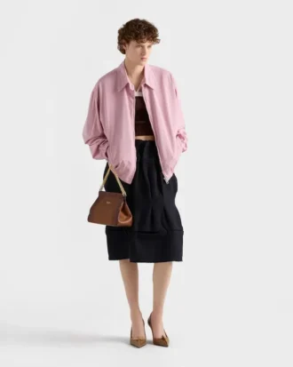 Chevron Wool Midi Skirt