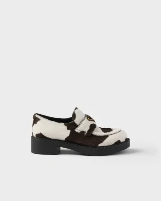 Chocolate Printed Leather Loafers