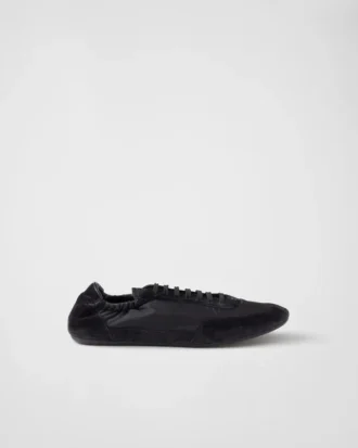 Collapse Re-Nylon and Suede Elasticized Sneakers