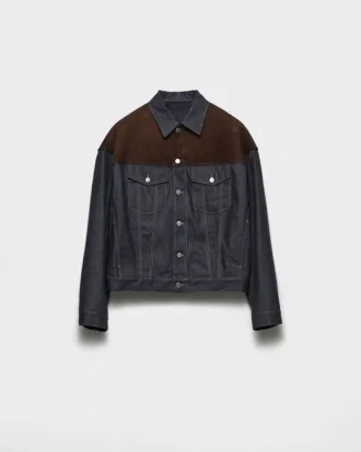 Denim and Suede Blouson Jacket
