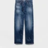 Five-Pocket Washed Denim Jeans