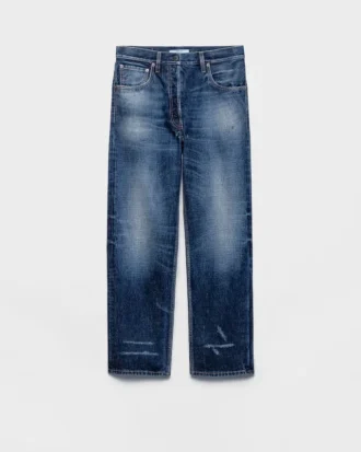 Five-Pocket Washed Denim Jeans