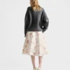 Floral Print Quilted Satin Circle Skirt