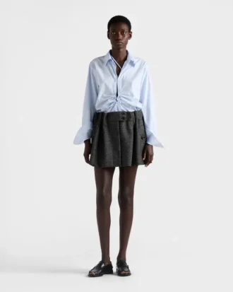 Gingham Check Moulina Wool Miniskirt