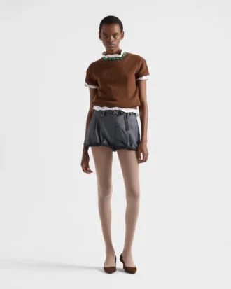 Grisaille and Antiqued Satin Shorts