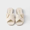 Leather Crisscross Slides with Buckle