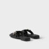 Leather Crisscross Slides with Buckle