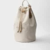Linen Blend Drawstring Duffel Bag