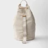 Linen Blend Drawstring Duffel Bag