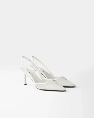 Mesh Fabric Slingback Pumps