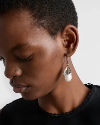 Metal and Pearl Earrings