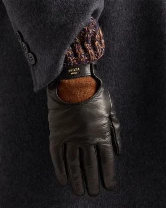 Nappa Leather and Malange Knit Gloves