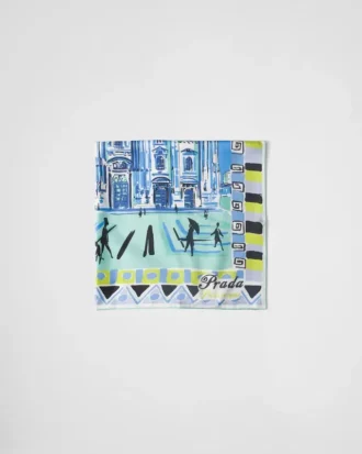 Pittoresque Milan Print Silk Foulard 90