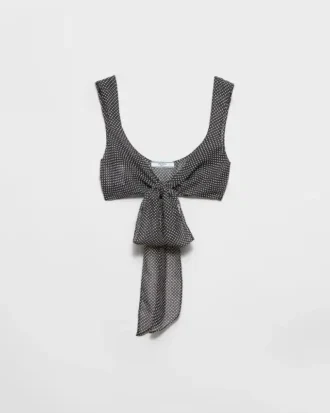 Polka-Dot Silk Chiffon Bralette Top