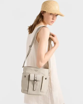 Prada Route Mini Canvas and Leather Bucket Bag