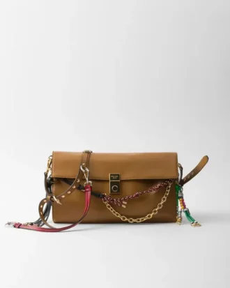 Prada Soft Sound Large Leather Shoulder Bag with Charms