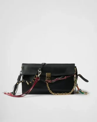 Prada Soft Sound Large Leather Shoulder Bag with Charms