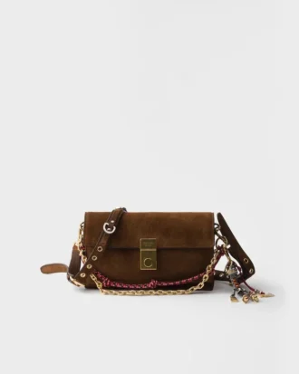 Prada Soft Sound Small Suede Shoulder Bag