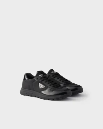 Prax 01 Re-Nylon and Brushed Leather Sneakers