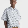 Printed Cotton Blend Bowling Shirt