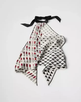 Printed Silk Twill Halter Top