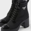 Re-Nylon and Leather Booties