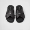 Saffiano Leather Crisscross Slides