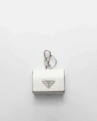 Saffiano Leather Headphone Case with Keychain