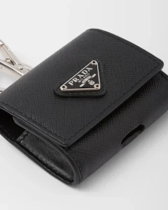 Saffiano Leather Headphone Case with Keychain