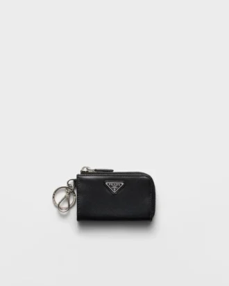 Saffiano Leather Mini Pouch with Keychain