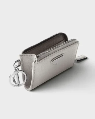 Saffiano Leather Mini Pouch with Keychain