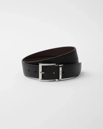 Saffiano Leather Reversible Belt