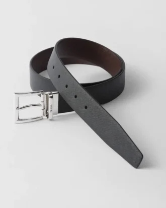 Saffiano Leather Reversible Belt