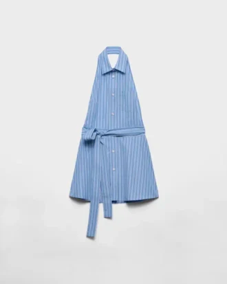 Sleeveless Striped Poplin Shirt