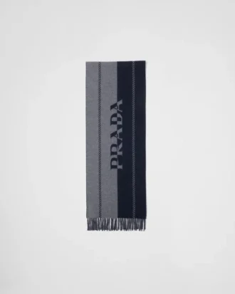 Small Wool Scarf with Jacquard Logo