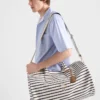 Striped Canvas Duffle Bag