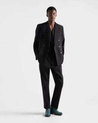 Wool Blend Pinstriped Pants