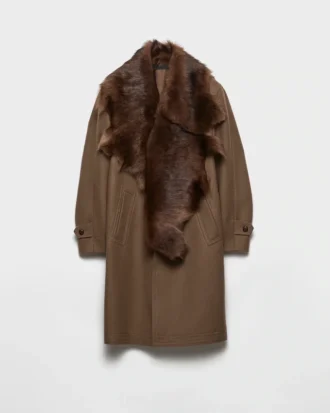 Wool Coat with Shearling Collar