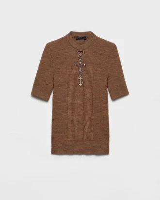 Wool Crew-Neck Sweater with Studs